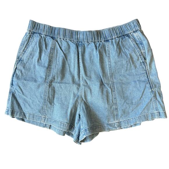 Madewell NWT Denim Easy Pull-On Shorts Women’s Size XL Rathmore Wash - Picture 3 of 6